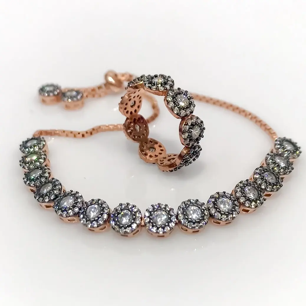 

Silver Diamond Montür Watercourse Bracelet Ring Set Suit