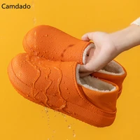 household cotton slippers couple style winter women breathable warm plush shoes waterproof flat soft indoor men fluff slippers