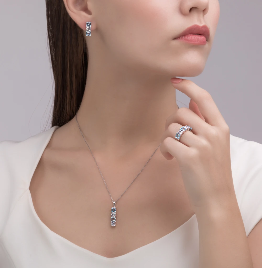 Серебряное кольцо с топазами SUNLIGHT проба 925|Кольца| |