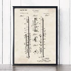 Винтаж Fipple флейта печать музыканта подарки музыкальный инструмент патент плакат чертеж холст картины Музыка Настенный декор