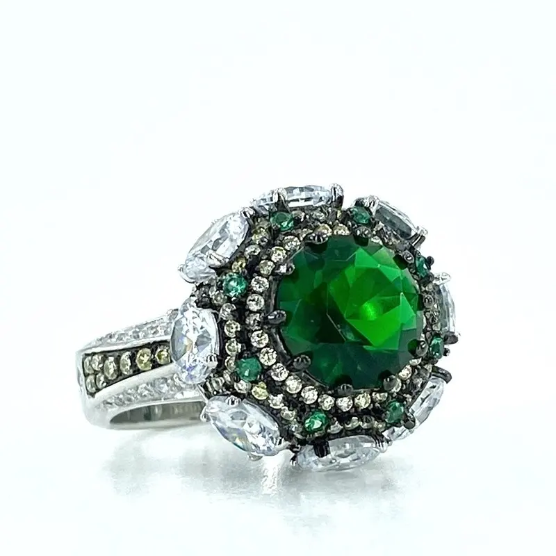 Итальянское кольцо из стерлингового серебра 925 пробы с изумрудом и
