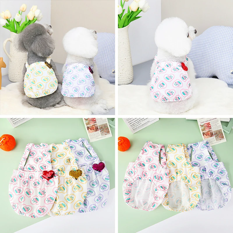 

Printed Puppy Dress Clothes For Small Medium Dogs Summer Cooling Vest Puppy Sleveless Pet Cat clothes For French Bulldog