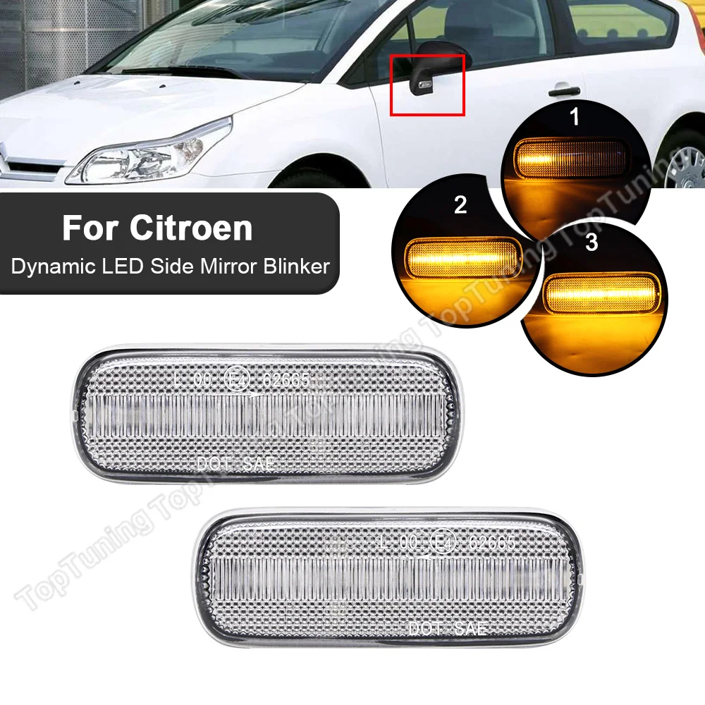 

For Citroen C4 MK I Coupe Hatchback Sedan 2006 2007 2008 2009 2010 Led Dynamic Side Mirror Blinkers Turn Signal Lights #6325G2