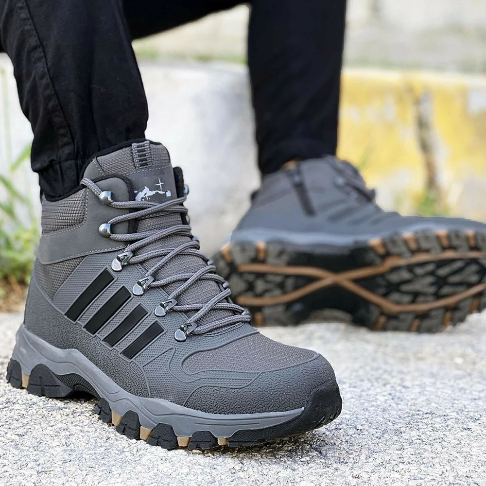 Minea Men Boots Genuine Leather Winter Snow Leather Super Warm Outdoor Male Hiking Work Shoes Breathable Safety Casual High Quality Ankle Boots Fashion Footwear Motorcycle Military Combat Boots BIGKING01682 V1