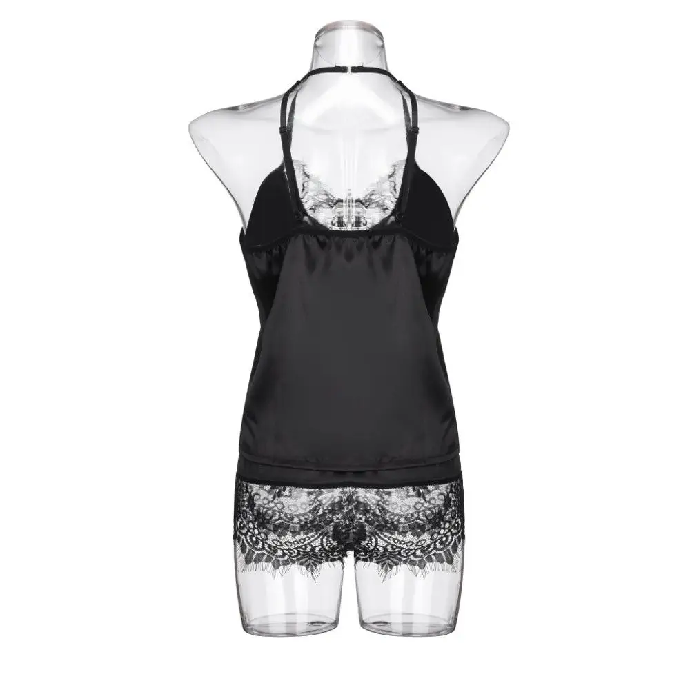 

Sexy Lace Lingerie For Women Black Halter Erotic Sleepwear Babydoll Porno Sexy Underwear Pajamas Langerie Mujer Panties G-string