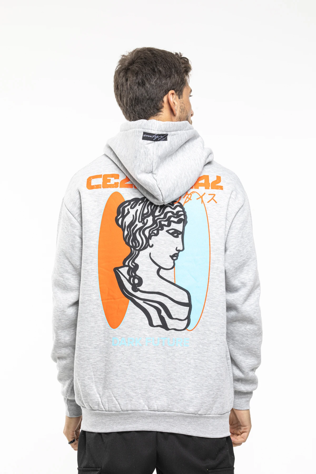 

Orange celectial printed men's hoody