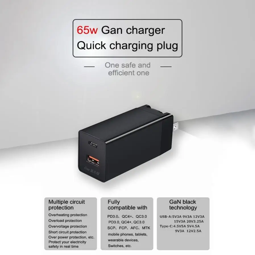 65w ган usb зарядное устройство с ф