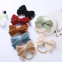 baby head band wool knitted bowknot hair rope solid color soft elastic rubber bands chic gifts for kids newborn hair accessories