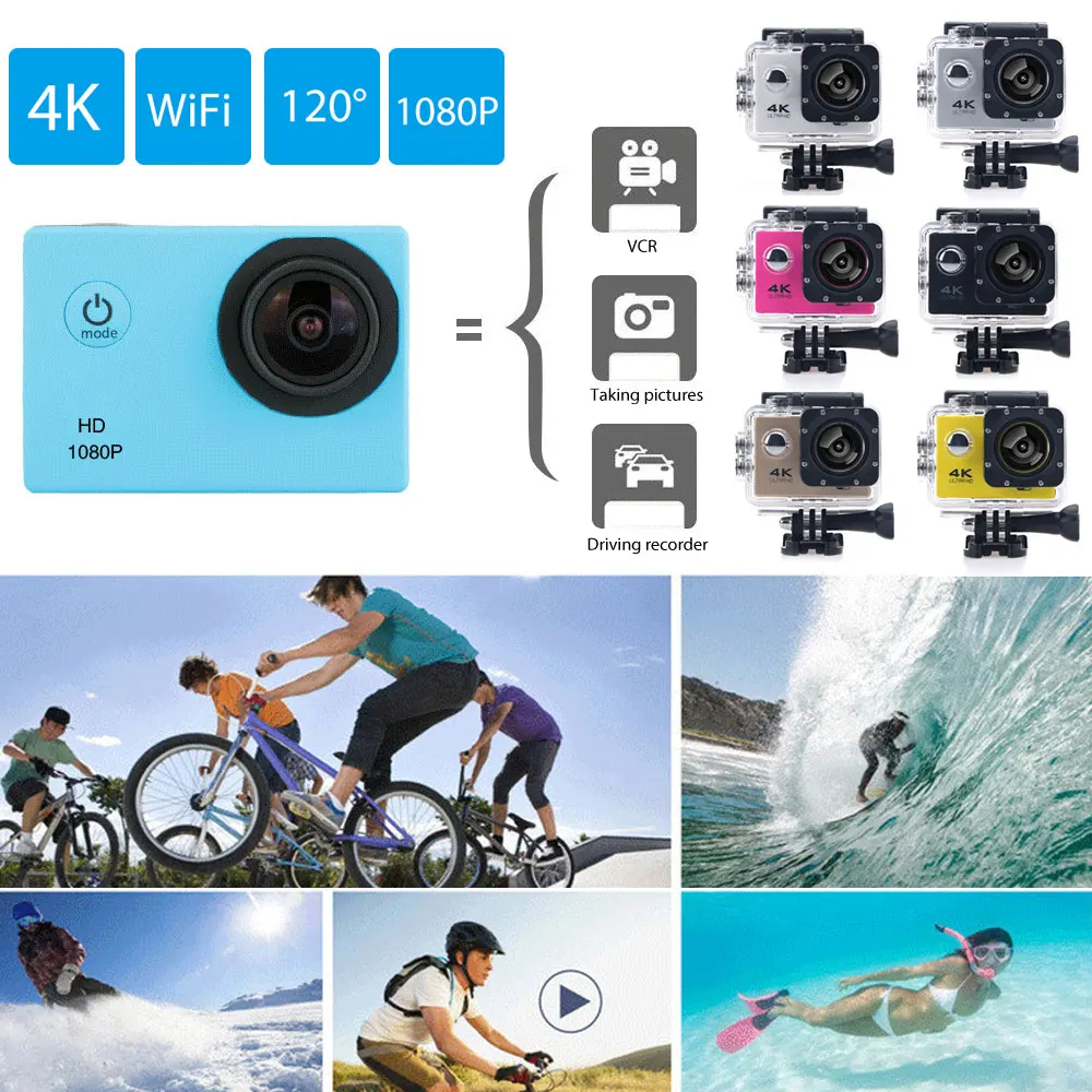 Водонепроницаемая Спортивная экшн камера 4K Ultra HD видеокамера наружное