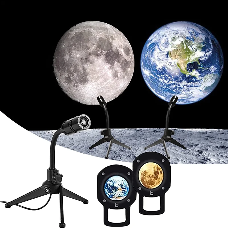 Лунная лампа романтический ночник проектор с вращением на 360 ° USB лунный