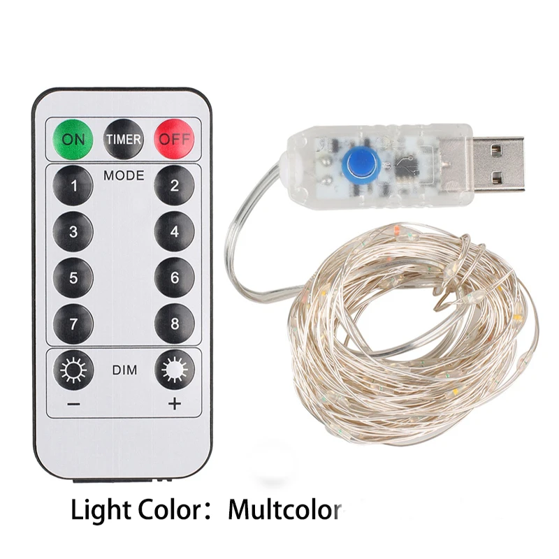 

USB 10M LED Silver Wire Fairy String Lights with Remote Controller For Christmas Xmas Festival Holiday Wedding Home Decor