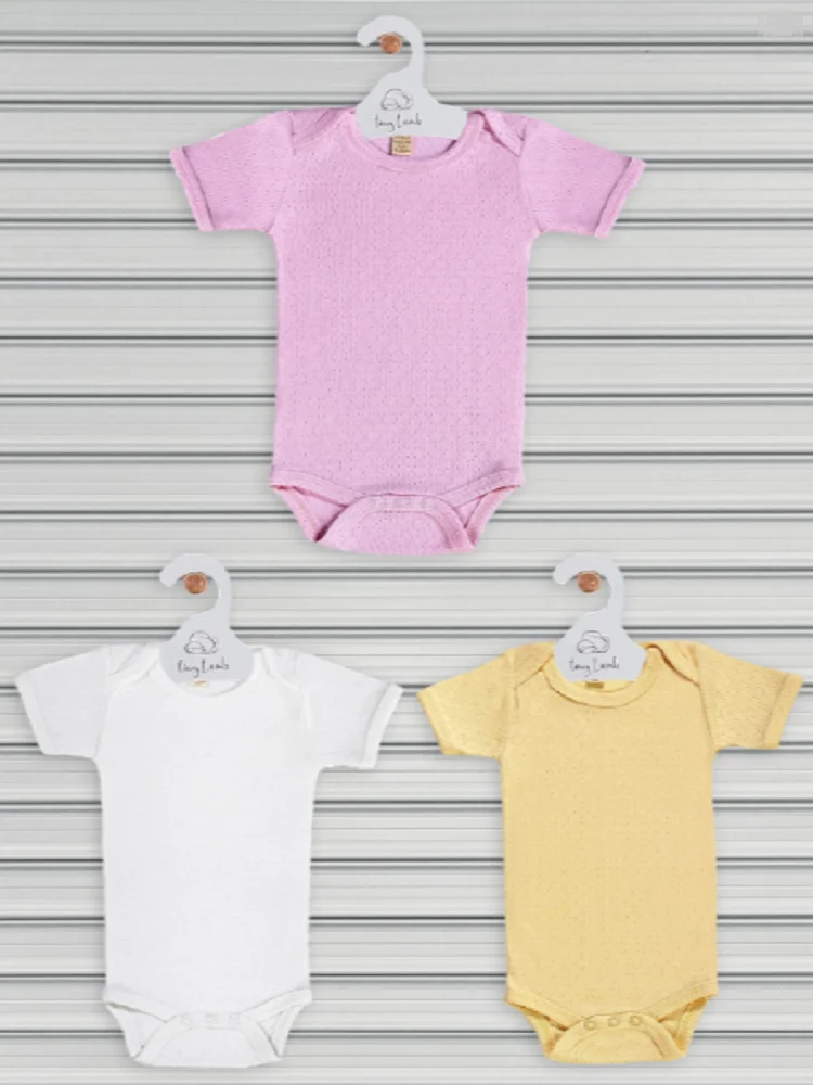 BABY BODYSUIT SET - 3 PIECES  - ULTRA SOFT - BREATHABLE - COMFORTABLE -  FOUR SEASON - COTTON - BABYGIRL