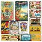 Забавный постер Aloha Tiki для бара, жестяная вывеска, винтажный Настенный декор для пляжа, бара, паба, металлическая пластина, ретро, Гавайские Красивые железные вывески для рисования