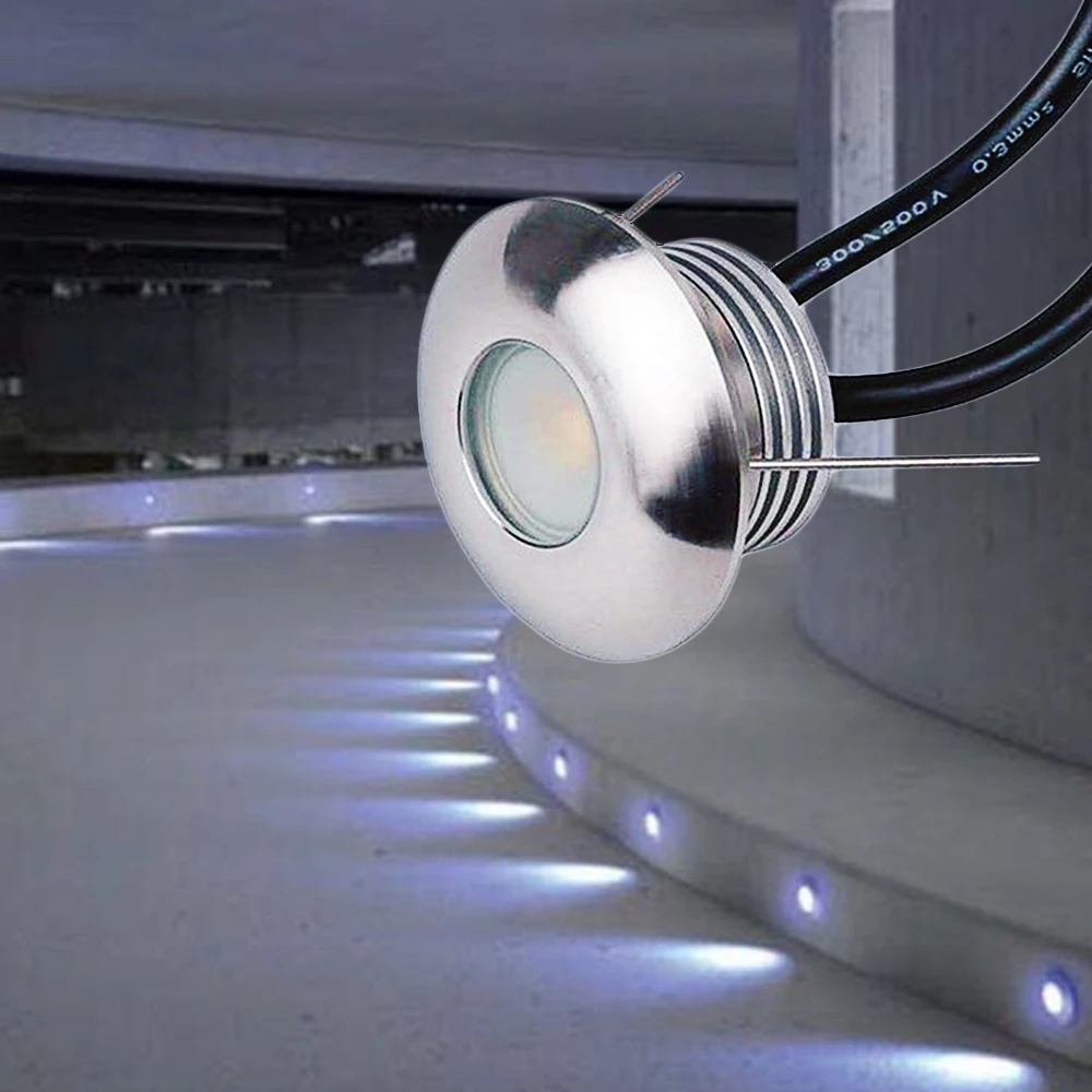 

LED Deck Light IP67 Waterproof Recessed Stair Underground Bulb Lamp 1W Floor Light Outdoor Wall spotlight DC12V for Garden Decor