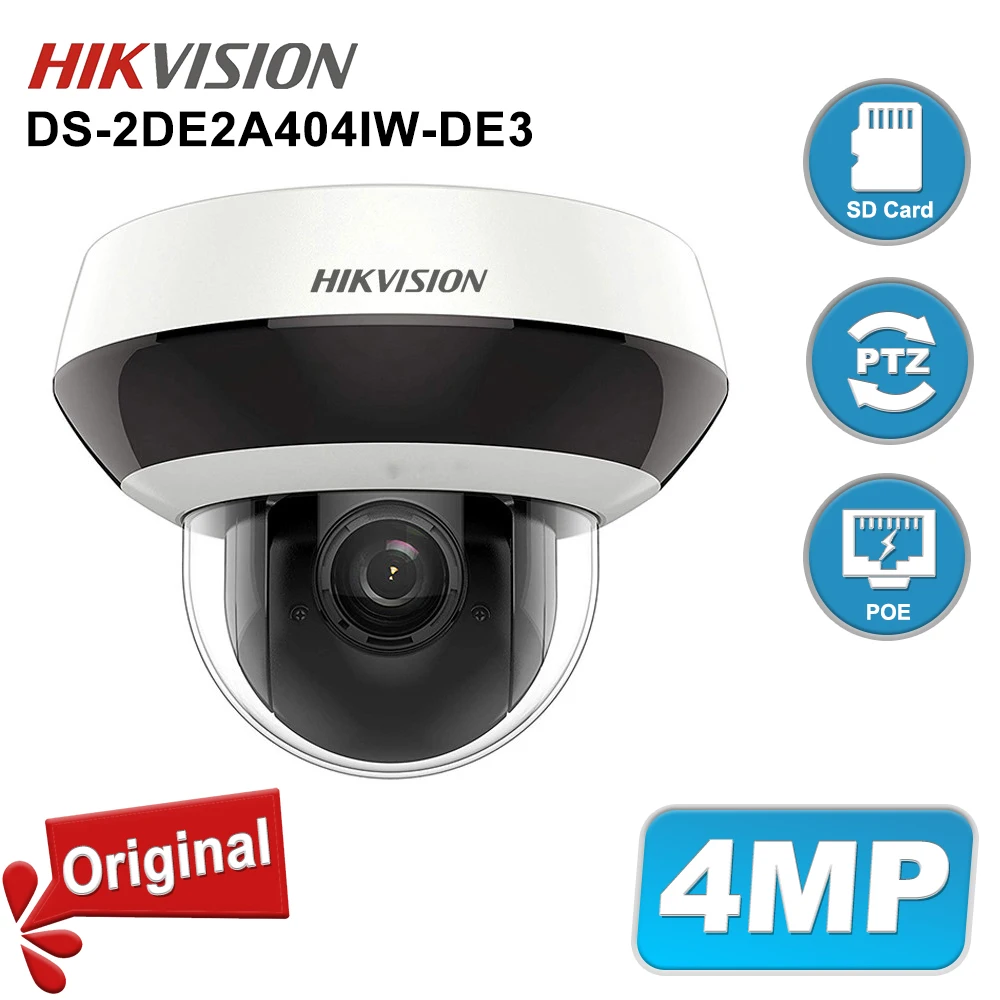 

Hikvision Original DS-2DE2A404IW-DE3 4MP PTZ 4X Powered By DarkFighter IR Network Speed Dome POE IP Camera Low Light WDR H.265