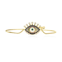 lucky eye zircon copper beads turkish evil eye bracelet for women gold color trendy adjustable womens bracelet female jewelry