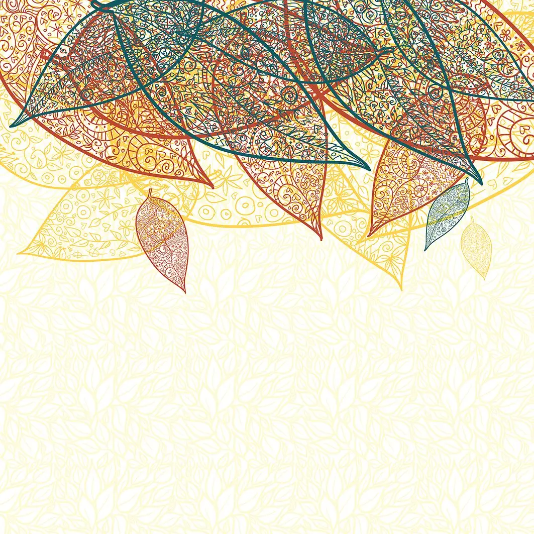 

Curtain Leaves Ethnic Patterns Floral Colorful Nature Theme Doodle Artwork Printed Red Yellow Blue