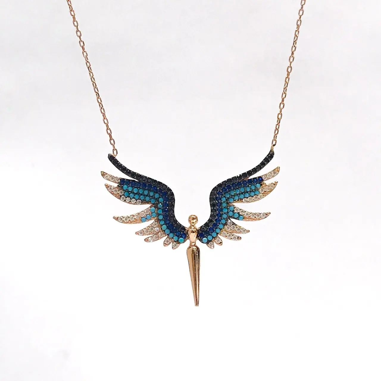 Trend Shanti Serenity Angel бирюзовое серебряное ожерелье|Цепочки| |