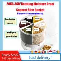 10kg kitchen food storage container rotating cans for bulk cereals moisture insect proof grain organizer box separat rice bucket
