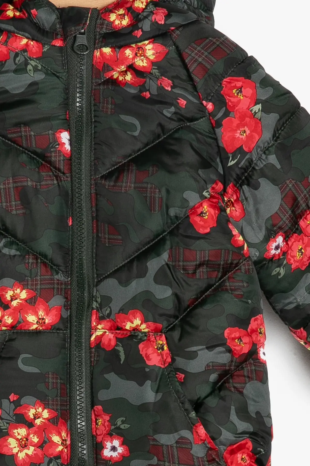 Детское зеленое пальто с цветочным рисунком для маленьких девочек Koton|Женские