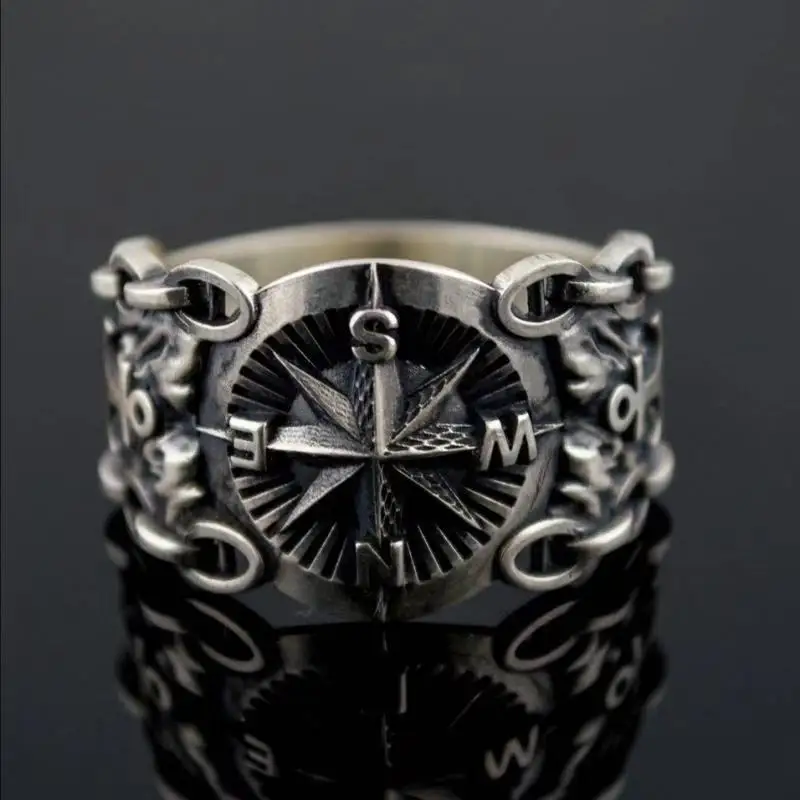 

Vintage Northern Pirate Viking Compass Stainless Steel Marine Ring Amulet Rings For Men Women Nordic Luxury Personality Jewelry