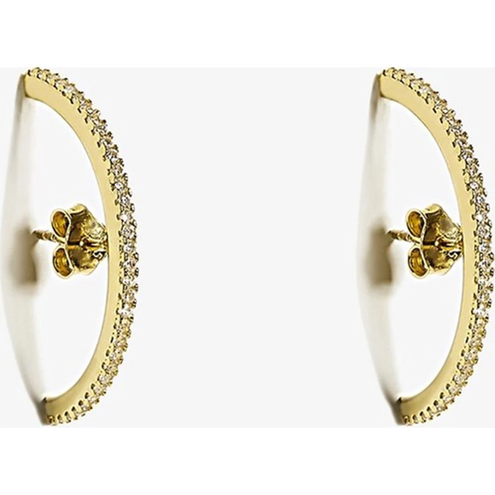 

925 Freya Mini Stone Detailed Gold Earrings Made Turkey Stylish Design Does Not Tarnish HBV00001CCLV9