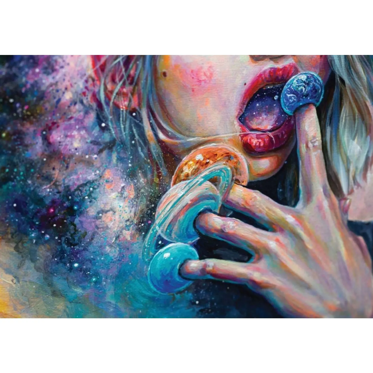 

Nova Puzzle 44014 - 1500 Piece World At My Fingertips Mini Jigsaw Puzzle-Galaxy Space Women 'S Acrylic Painting Art