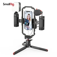 smallrig universal video rig kit for iphone 13 smartphone cameras phone stabilizer rig w tripod microphone led light kits 3384