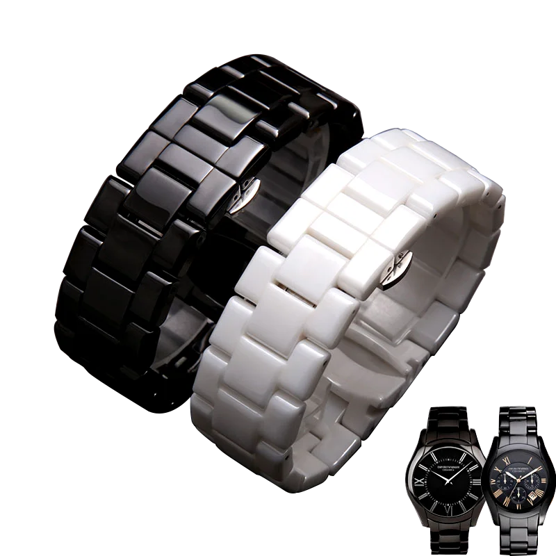 22 мм высококачественные керамические Ремешки для наручных часов Армани AR1400 1410