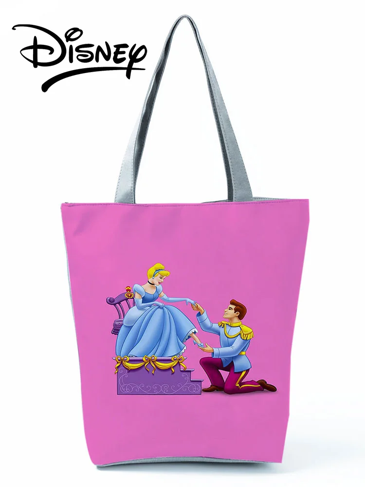 

Disney Princess Printed Handbag Girl Portable Shoulder Bag Polyester Women Shopping Bag Cinderella Storage Bag Girl Women's Gift