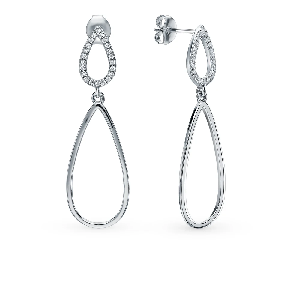 Серебряные серьги с фианитами SUNLIGHT проба 925 | Украшения и аксессуары