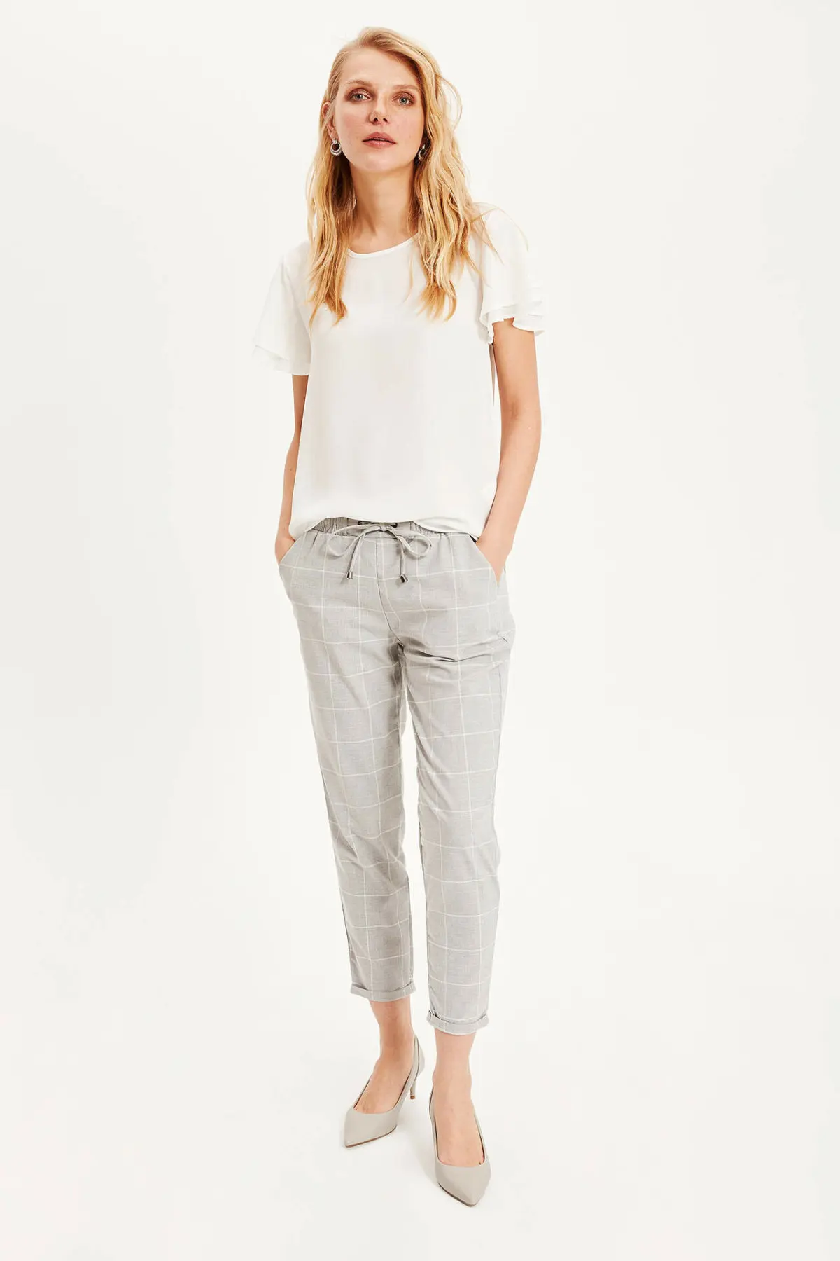 DeFacto Модные женские клетчатые брюки весенне-осенние длинные повседневные