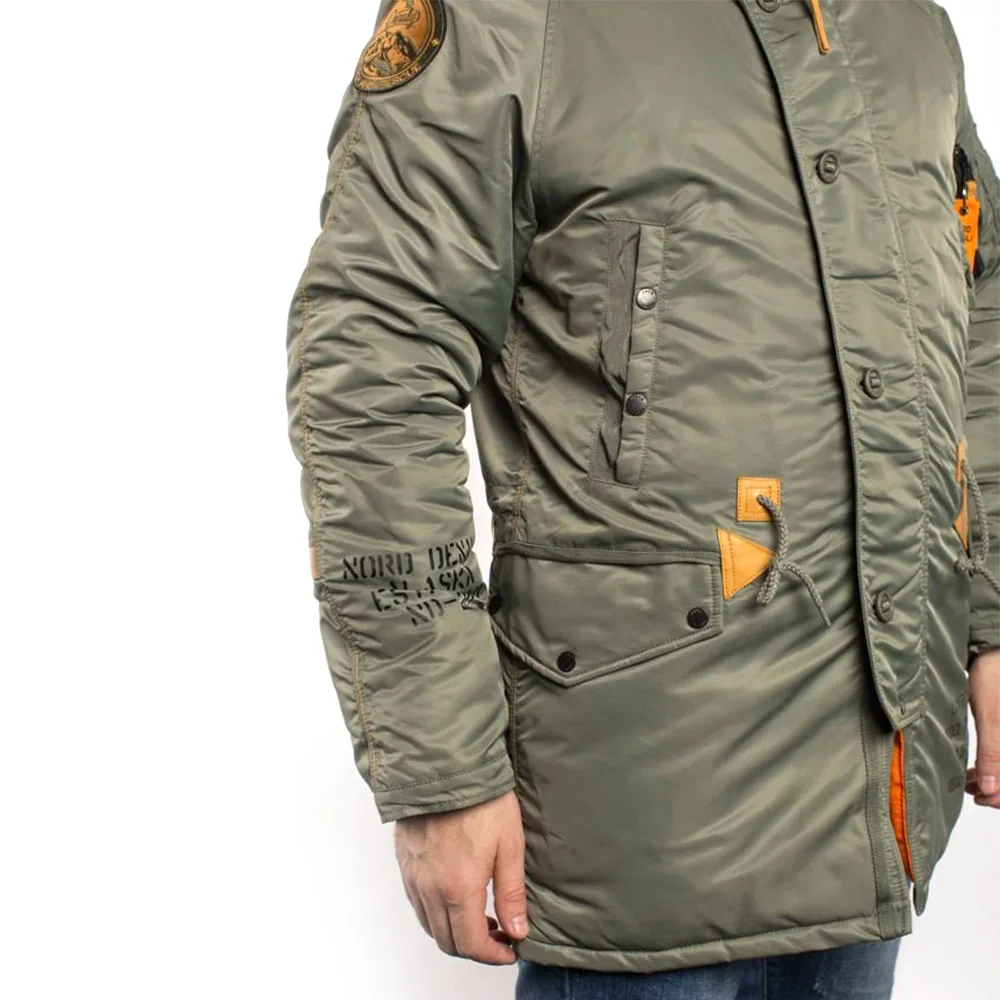 Куртка-аляска зимняя. Instructor NorDenali мужская olive/orange нейлон. стильная в стиле