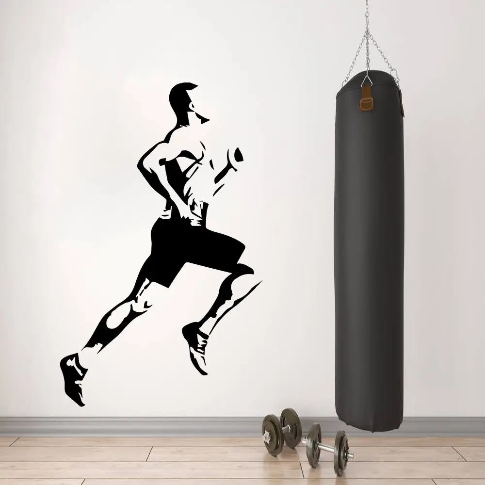 

Man Running Cardio Workout Wall Art Decal Gym Sticker Home And Gym Decoration Removable A003336