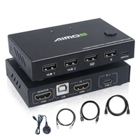 2 in 1 out 4k usb hdmi kvm switch box for 2 pc sharing keyboard mouse printer plug paly video display usb swltch splitter