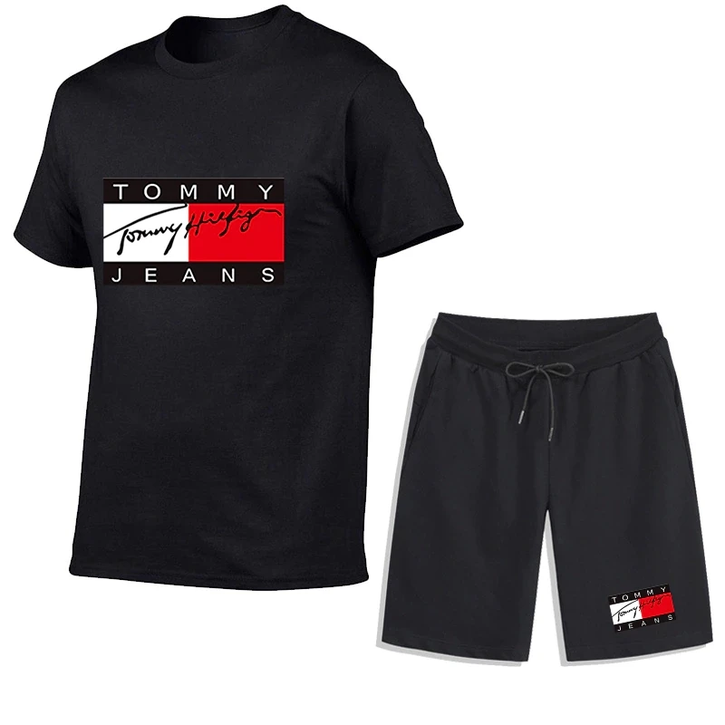 

Men's beach t-shirt and shorts suit sports t-shirt summer casual suit new t-shirt 2021 free shipping