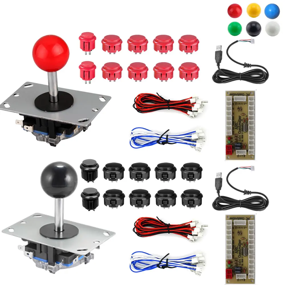 

RAC-D200 DIY аркадный джойстик 2Pin 2 игроков Наборы кнопки USB энкодера кабели