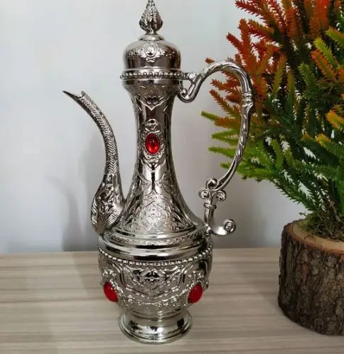 

Silver Plated Water Pitcher Turkish Ibrik With Lid