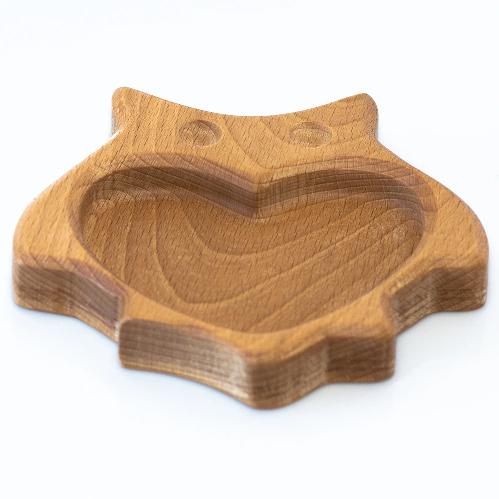 Детская тарелка для кормления малыша деревянная Сова. Посуда детей из дерева. Wooden