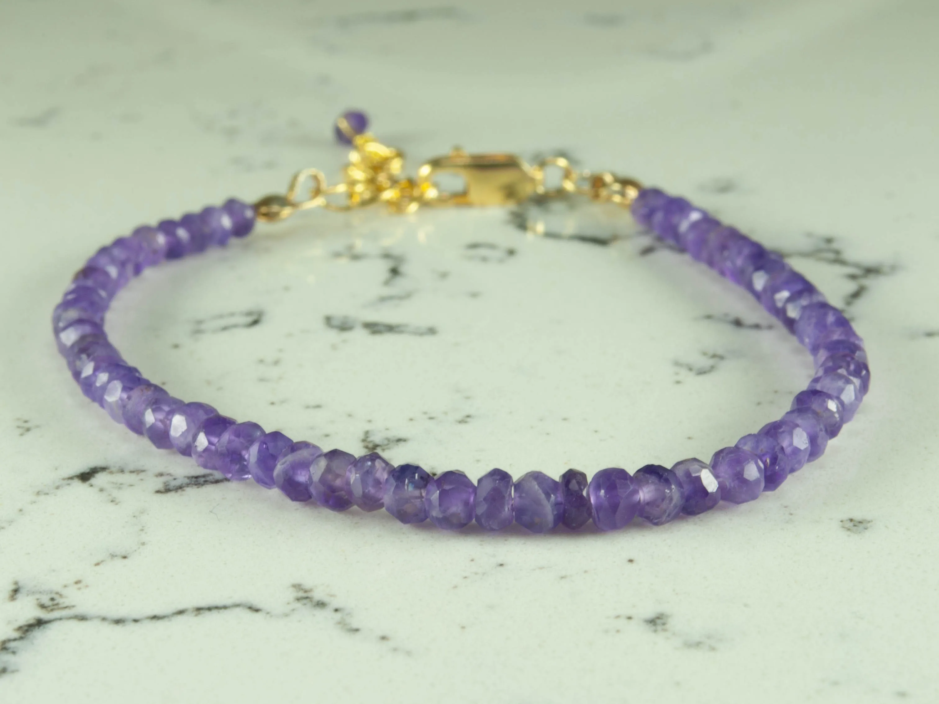 

Amethyst Bracelet, Purple 14K Gold Filled Jewelry for Women, February Birthstone Bracelet, Hand Made in TURKEY