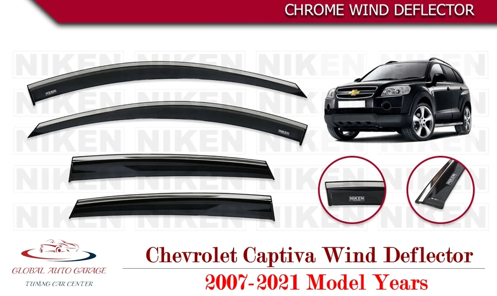 For CHEVROLET CAPTIVA Chrome Rain Wind Deflector 2007-2021 Sunshade Curtains Car Windshield Auto Accessory Universal Ornament