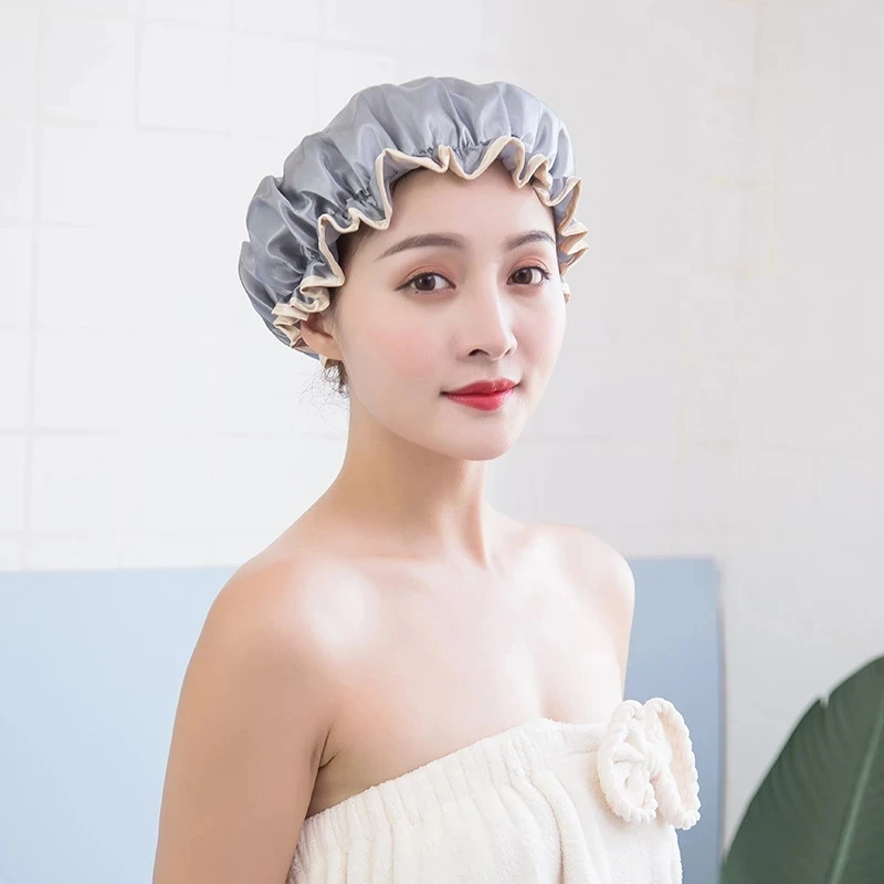 

Double Layer Waterproof Household Thickened Women's Oil-Proof Shampoo Cap Shower Cap