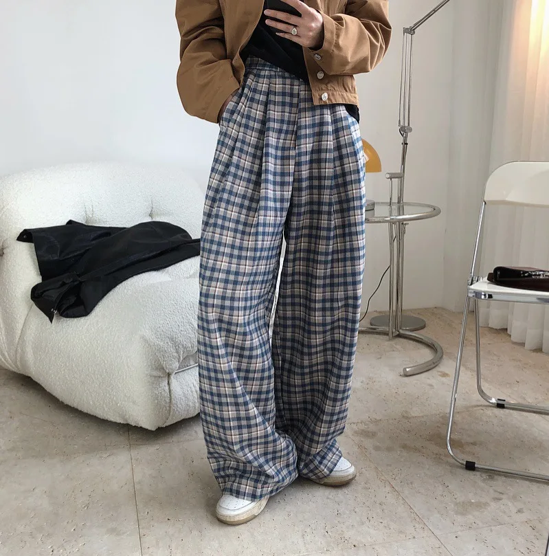 

woman new model classic plaid trousers