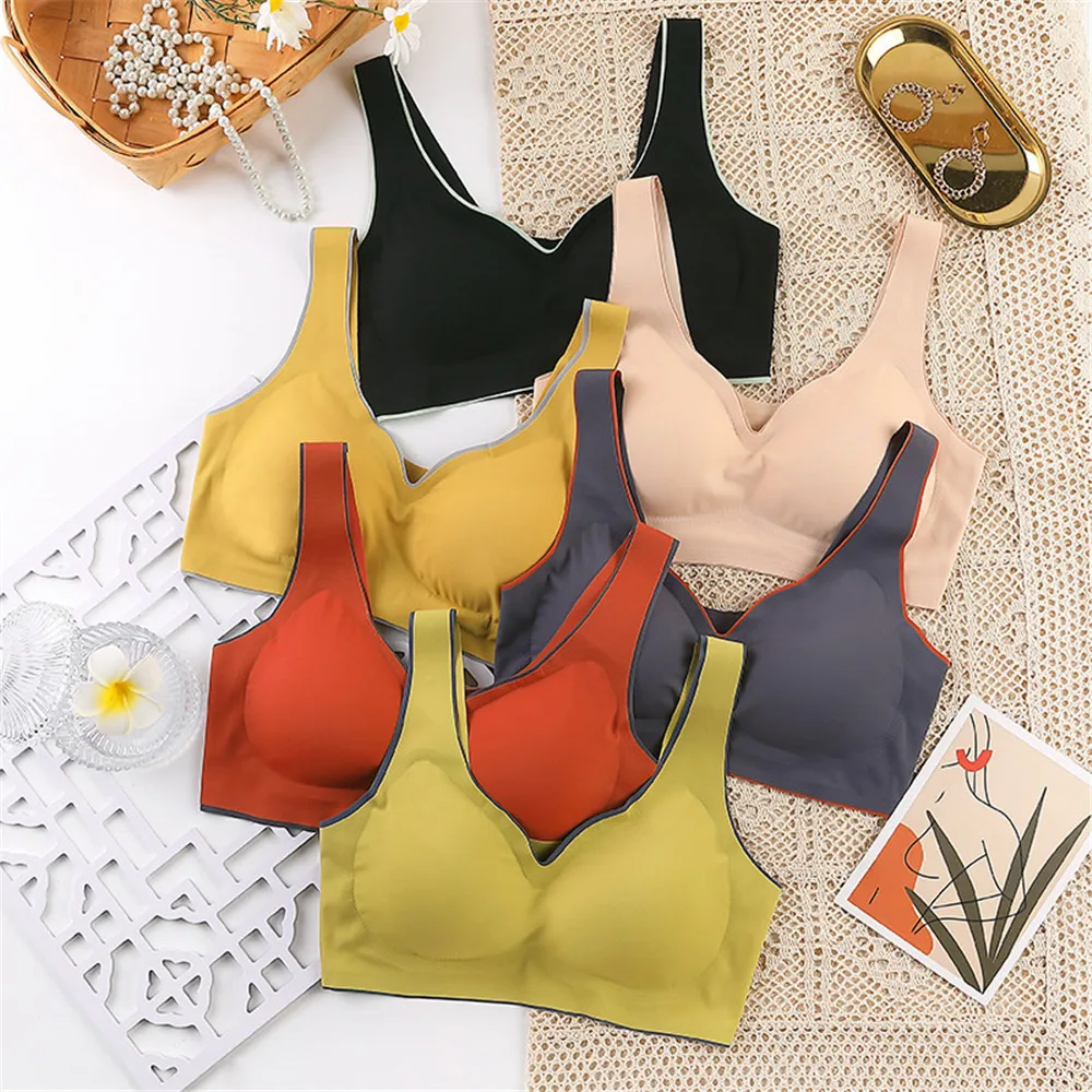 

Gym Bras Women Sexy Underwear Padded Solid Tank Tops Workout Running Vest Breathable Female Sports Bras Yoga Wear Large Size XXL