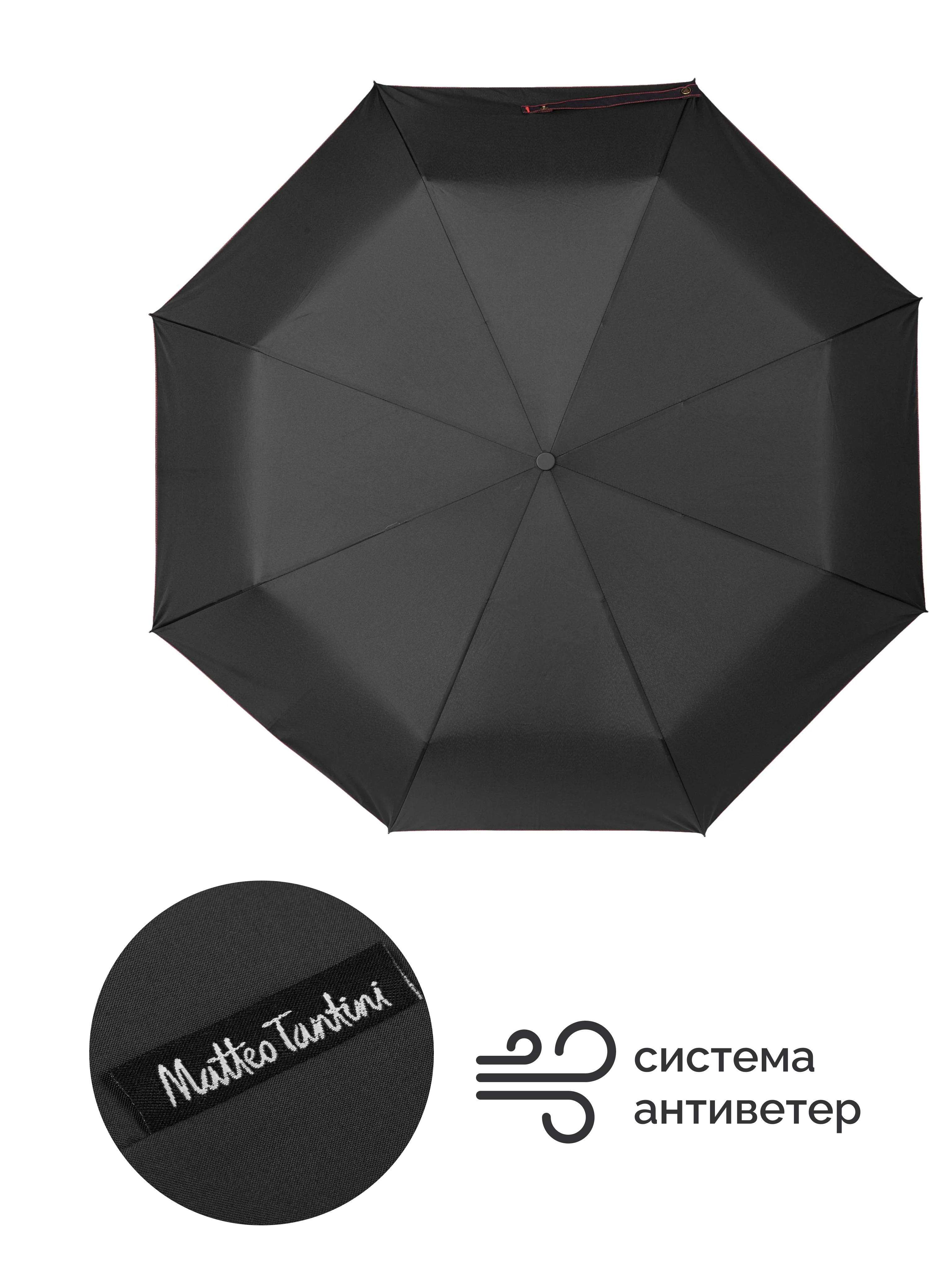 Matteo Tantini / Автоматический складной зонт с кожаной ручкой Система Антиветер