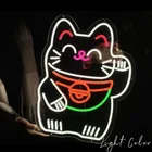 Неоновые вывески на заказ со светодиодной подсветкой в виде кошки удачи, японское аниме, гибкий ночник, внутренний Декор для спальни