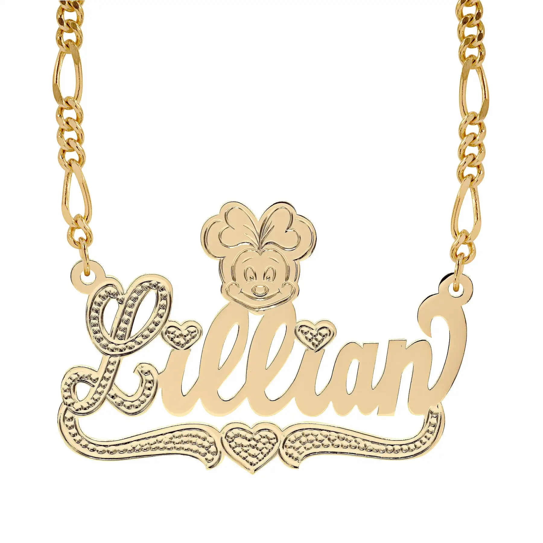 

Custom Kids Cartoon Name Necklace Personalized Double Plated Letter Pendant With Figaro Chain Jewelry Gift For Children's