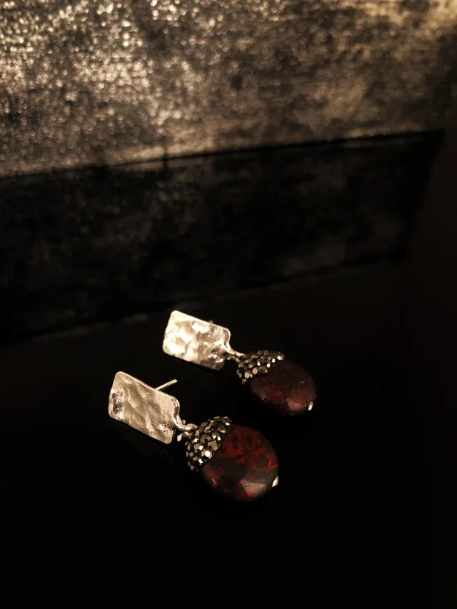 

Dr Stone Natural Stone Women Jasper Stone Silver Plated Earrings RYL53 439800027