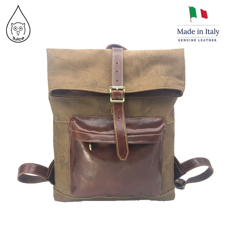 Мужской рюкзак из натуральной кожи черный/коричневый 112247 | Багаж и сумки