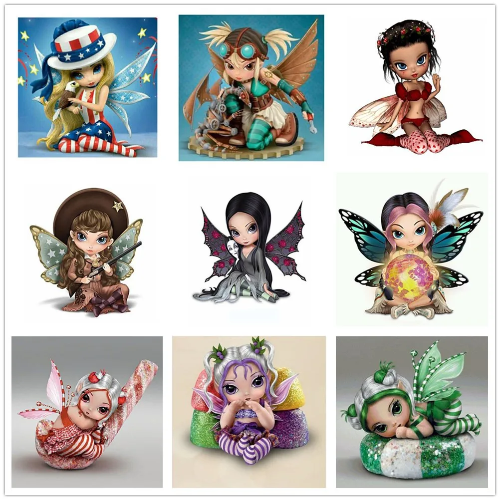 

Full Diamond Embroidery 5D Square Diamond Painting Diy Diamond Mosaic Cross Stitch Kits Cartoon Girl Home Decor